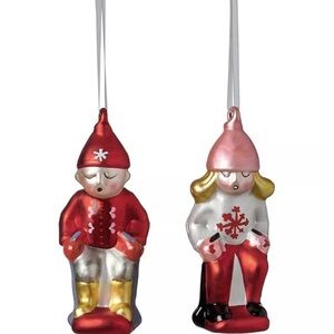 IKEA VINTERFINT 2022 | Hanging Glass Skiers Ornaments Set of 2 New